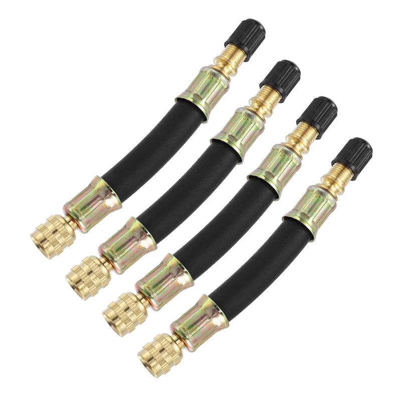 X AUTOHAUX 4pcs Tire Valve Extension Stem Adaptor Tool Flexible Dual Valve Stem Extender Pipes 10cm / 3.9" for Car Truck Bike Trailer RV Portable Air Compressor