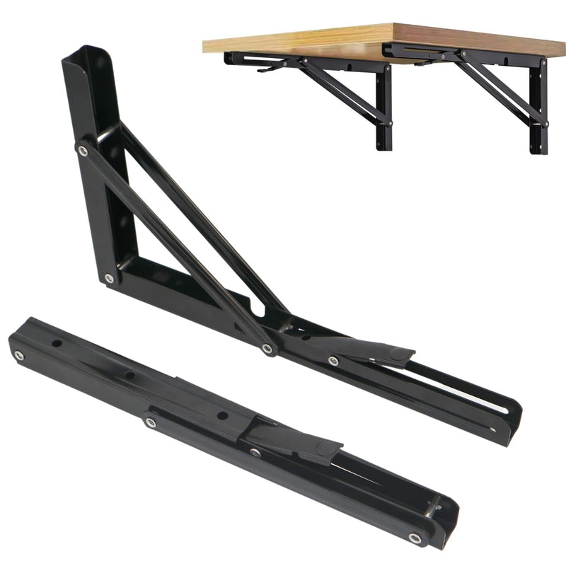 Folding Shelf Brackets 16 inch,Folding Brackets Heavy Duty Max.Load 410lb,DIY Space Saving Wall Mounted Folding Table,Pack of 2