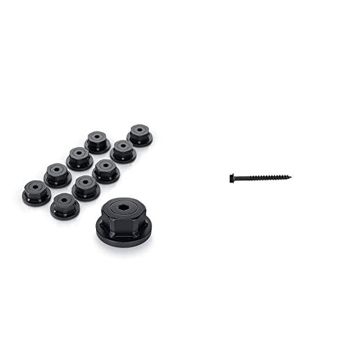 OZCO 56621 1-1/2-inch Hex Cap Nut, (10 per Pack), Black & 56626 1/4-inch by 2-3/4-inch OWT Timber Screws, (25 per Pack) Cap Nut + Timber Screws