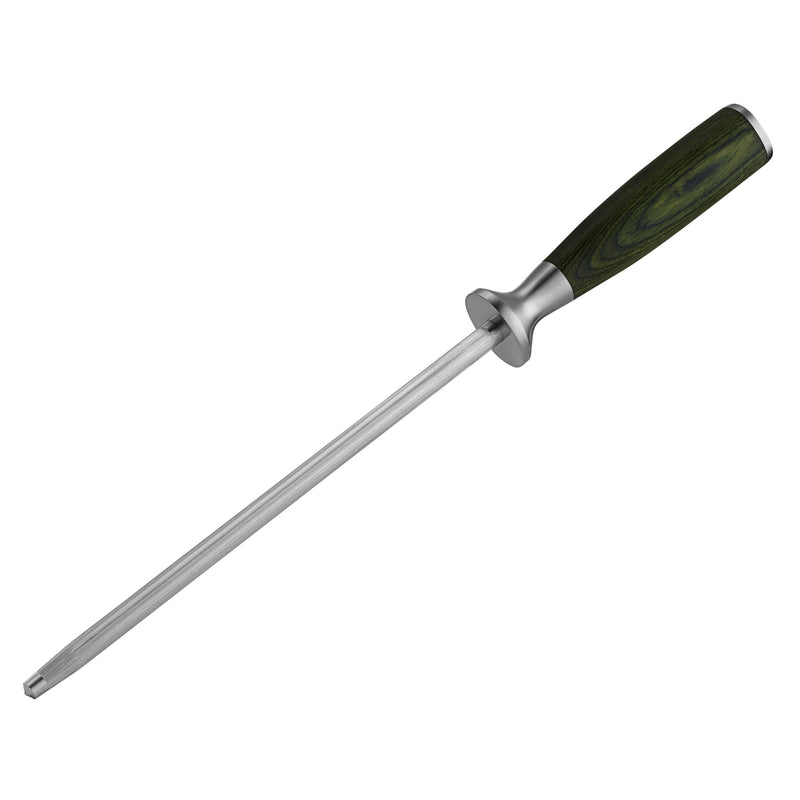 HexClad Honing Rod, 9 -Inch Japanese Damascus Stainless Steel Rod, Pakkawood Handle 9-Inch Honing Rod