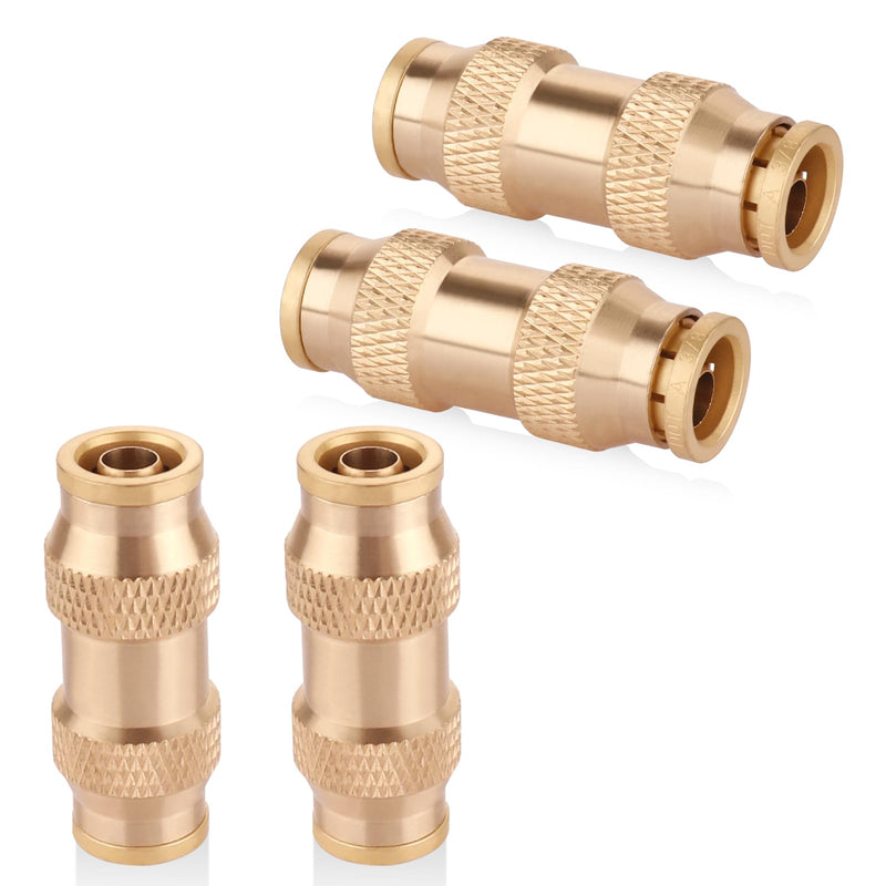 3/8" Dot Push-To-Connect Fittings (Three-eighth of an inch) Air Fittings Straight Union 3/8" Tube OD Brass Push Air Brake line fittings for Trucks Trailers and Industrial Use (4 Pack) 3/8 Inch