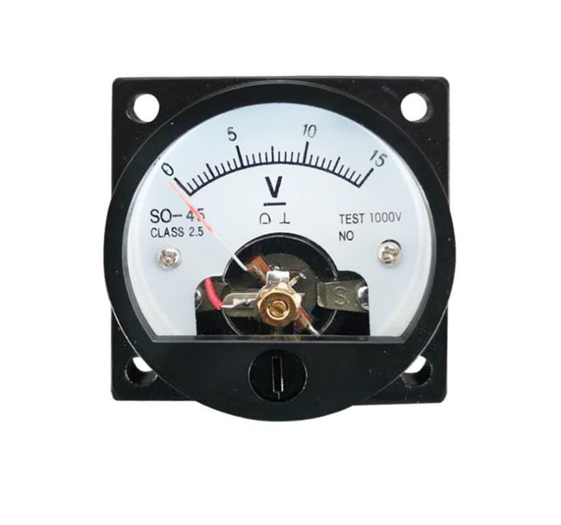 Analog Dial Panel Meter Voltmeter Gauge SO-45 DC 0-15V Round Black