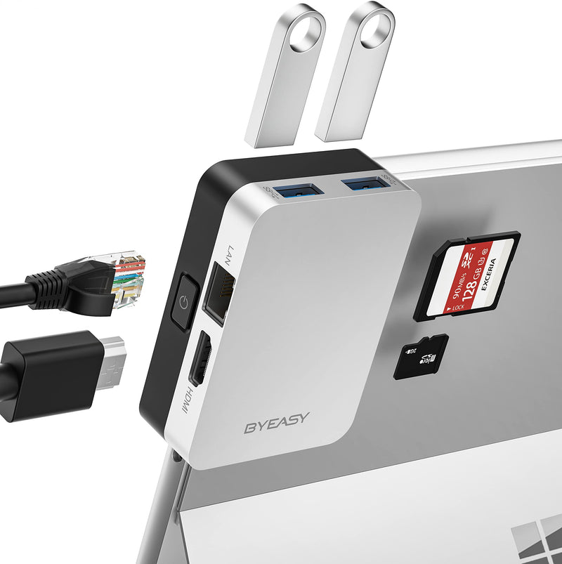 BYEASY Surface Pro 8 Docking Station, 6-in-1 Microsoft Surface Pro 8 USB-C Hub with 4K HDMI, 1000M Ethernet LAN, SD/TF Card Reader, 2 USB 3.0 - Specifically Designed Expansion Hub for Surface Pro 8 Hub only for surface pro 8