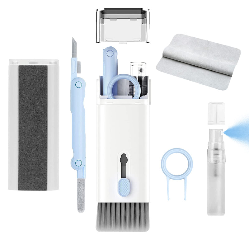 7 in 1 Electronic Cleaner kit - Keyboard Cleaner, Keyboard Cleaning Kit, Laptop Cleaner with Brush, Electronic Cleaner for Airpods pro/Laptop/Phone/Computer/Screen (Give Away a Flannel Cloth) Blue B-eight in one-blue