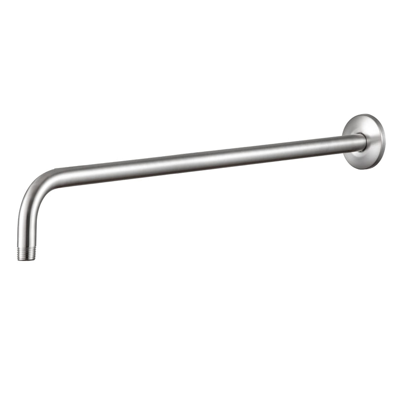 OFFO Shower Arm with Flange, 24 in Brushed Nickel Wall Mount Replacement Angle Shower Head Arm Wall-Mounted For Fixed Shower Head & Handheld Showerhead