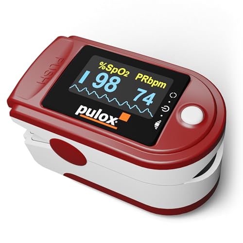 Pulox PO-200 Solo Pulse Oximeter Red for Measuring SpO2, Pulse and PI | With precision indicator for reliable control of oxygen saturation, heart rate and perfusion index