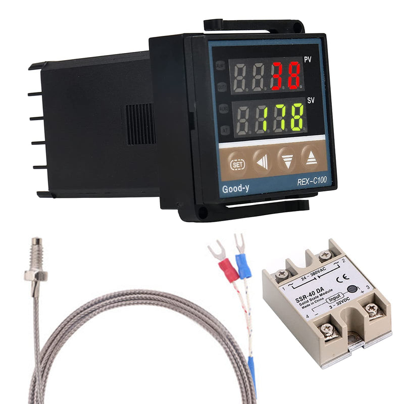 WANGCL Digital PID Controller Intelligent Thermostat with 40A SSR Relay Type K Thermocouple for Electrical Energy Chemical Industry Faeces Tanks Ovens - 0-1300℃