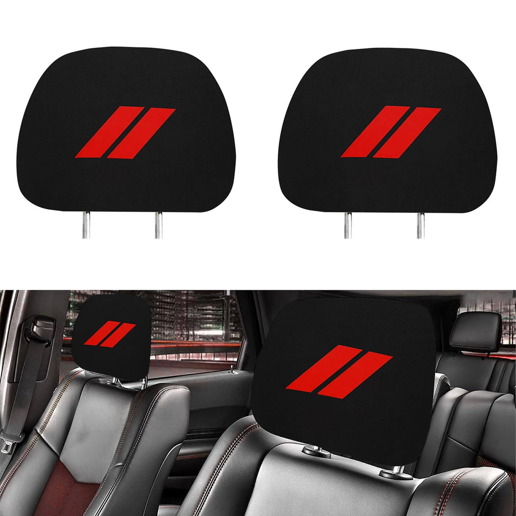 YOSRTER Headrest Covers for Dodge Charger Challenger Durango Accessories Soft Black Fabric Head Rest Cover Universal Fit to All Car/Truck Models 2 Pack（Red Trim） Red Trim