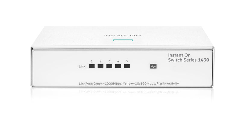 HPE Networking Instant On Switch Series 1430 5-Port Gb Unmanaged Layer 2 Ethernet Switch | 5X 1G | Fan-Less | US Cord (R8R44A#ABA) 5G