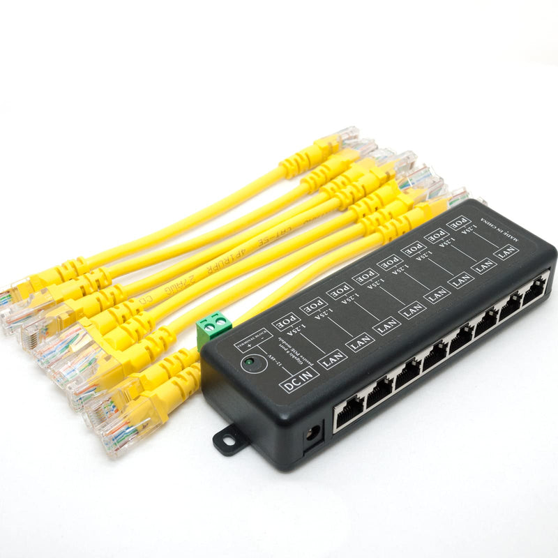 8 Ports Gigabit Passive PoE Injector Midspan Ethernet Adapter Without Power Adapter