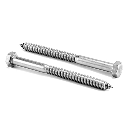 3/8" x 6" Hex Head Lag Screws Bolts 20Pcs 304 Stainless Steel 18-8, Partial Thread, Hexagon Head Wood Screws by SG TZH 20 3/8-16 x 6"