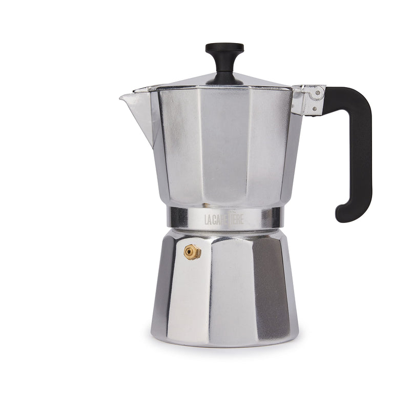 La Cafetière Venice Aluminium Espresso Maker (Non-Induction), Six Cup, Silver, Gift Boxed 29ML