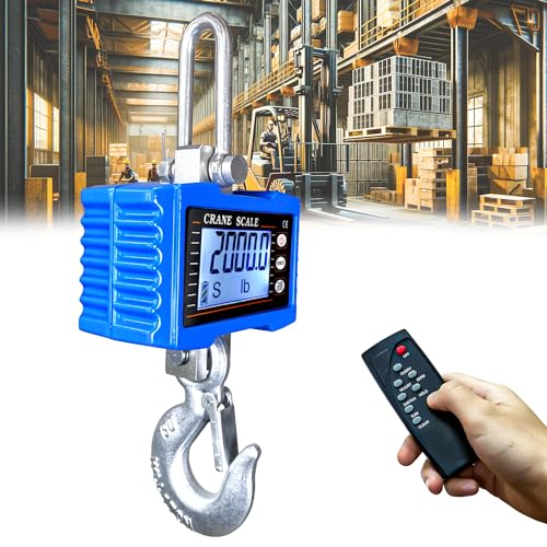 Digital Crane Scale, 2200 lb/1000 kg with Remote Control, Blue