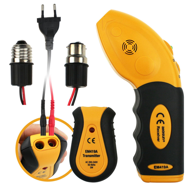 allsun AC 100-120V Circuit Finder Non-Contact Voltage Sensor Auto-Sensing Receiver Transmitter Locates AC Circuits Fuses EM419A-110V US Plug