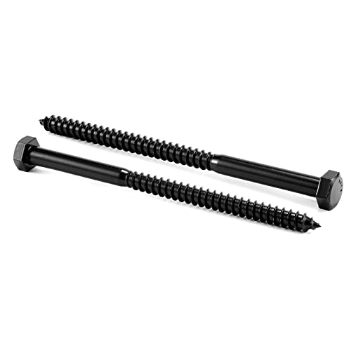 3/8" x 5" Hex Head Lag Screws Bolts 20Pcs 304 Stainless Steel 18-8, Partial Thread, Hexagon Head Wood Screws by Black Oxide by SG TZH 20 3/8" x 5"