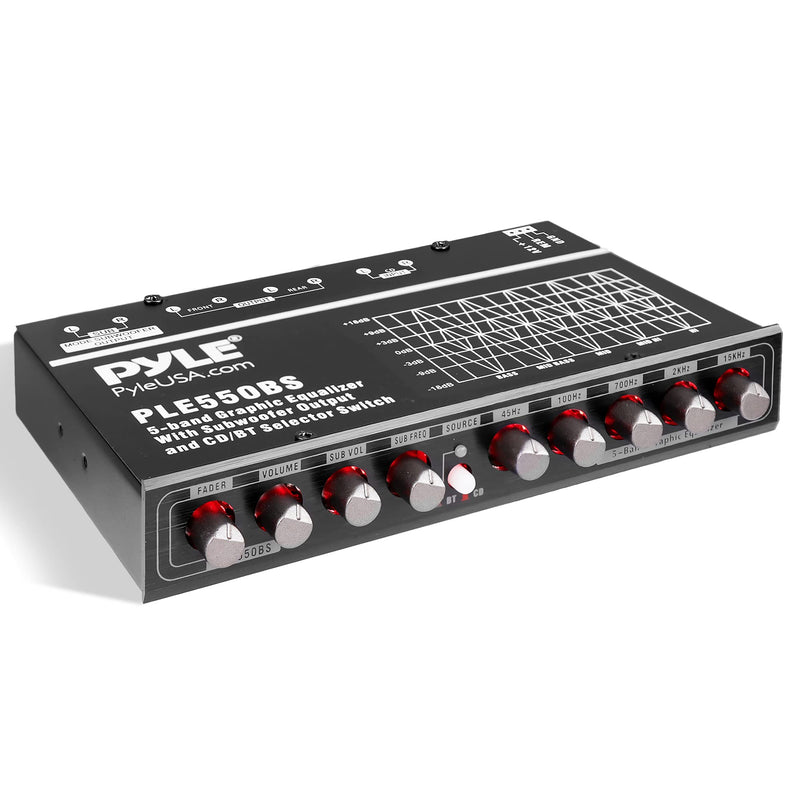 PyleUsa 5 Bands Graphic Equalizer with SUB Volume Adjustable for Subwoofer Channel, Built in Bluetooth for Wireless Music Streaming, Stereo RCA Output, Aux RCA Input, Mounting Hardware Included 5 Band