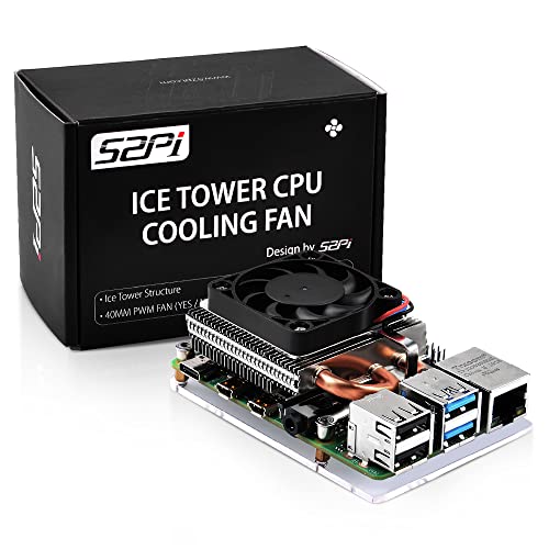 GeeekPi Ultra Thin ICE Tower Cooler for Raspberry Pi 4, Aluminum Active Cooler with 40 x 40 x 7 mm PWM Fan for Raspberry Pi 4 Model B 8GB/4GB/2GB For Pi 4
