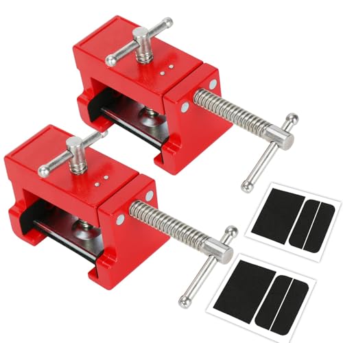 Cabinet Clamps, Cabinet Installation Cabinetry Clamps Face Frame Clamps Tools with Two Side Screws and Alignment Plate, 2 Pack, Up to 440 lbs Load Capacity, Red Red-2 Pack