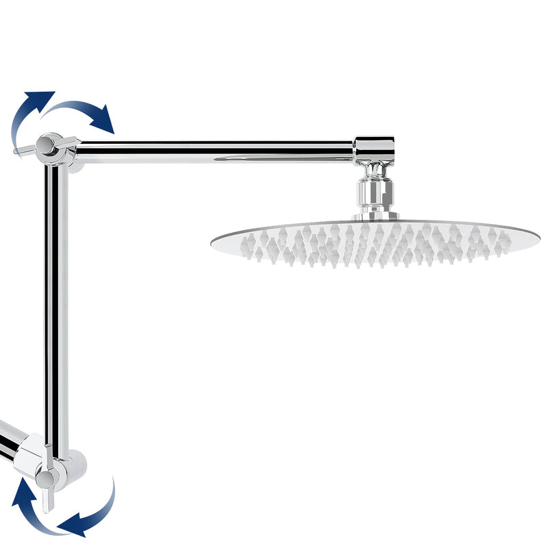 NearMoon Adjustable Shower Arm, Shower Extension Arm Universal Connection, Rise or Lower Shower Head, Adjust Height/Angle to Upgrade Shower Experience, Anti-Leak, 16 Inch (Chrome) Chrome