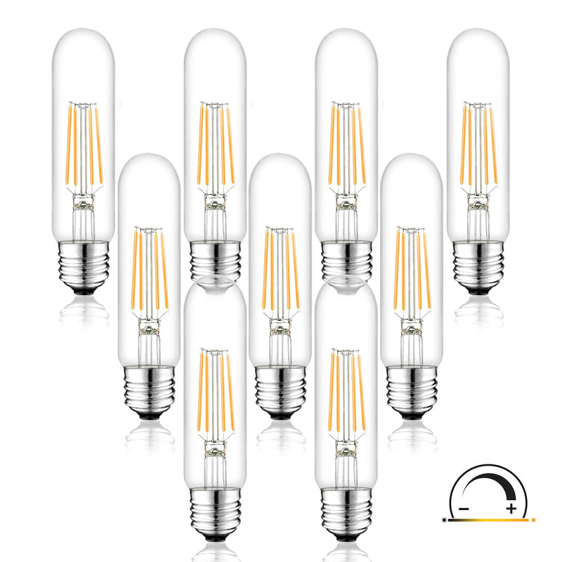 Edison Bulbs, E26 Led Bulb 6W Dimmable, 5 Inch 2700K Soft White T10 Light Bulbs Equal 80 Watt, UL-Cert Vintage Antique Tubular Bulbs 800LM for Bathroom Vanity Light Wall Sconces - 9Pack 5 Inch 6W（9 Count)