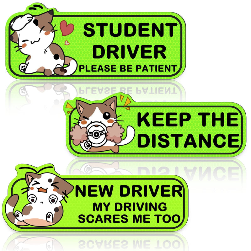 3 Pcs Student Driver Car Magnet Large, 9 Inch New Driver Magnet for Car, Reflective Student Driver Sticker, Reusable Car Bumper Sticker, Please Be Patient Keep Distance Safety Sign