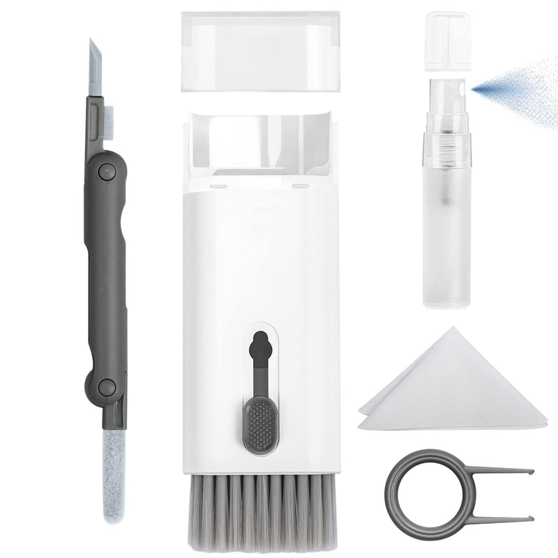 Walrfid Airpods Electronic Screen 7 in 1 Cleaner Kit Laptop Keyboard Cleaning Tool for ipad/iwatch/Computer/Phone/Macbook with 5ml Touchscreen Cleaners Mist (Grey) Grey