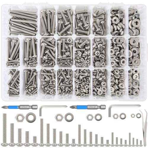 1115Pcs #2-56#4-40#6-32#8-32#10-24 Phillips Pan Head Bolts & Nuts A. #2-56#4-40#6-32#8-32#10-24