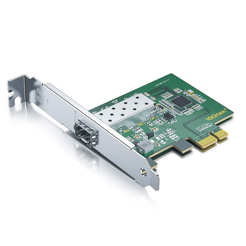 10Gtek 10/100/1000Mbps Gigabit Network Card (NIC) with Intel I210AS Chip | Ethernet Converged PCI Express Network Adapter | Single SFP Port | PCI Express 2.1 X1 Intel I210 1-SFP