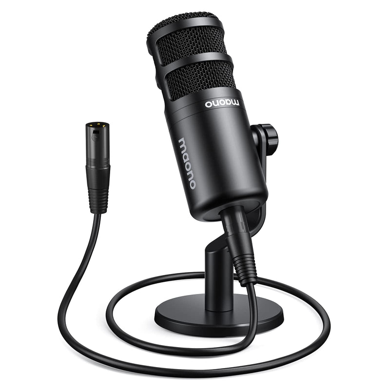 MAONO XLR Podcast Microphone, Cardioid Studio Dynamic Mic for Vocal Recording, Streaming, Voice-Over, Voice Isolation Technology, Metal Mic, Works for Audio Interface, Mixer, Sound Card-PD100 PD100 XLR Microphone