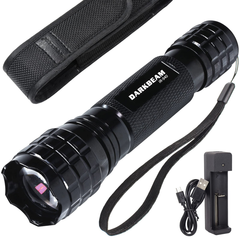 DARKBEAM ir Flashlight Infrared 940nm Lights LED Mini for Night Vision, Rechargeable Portable Tactical ir Illuminator Torch, Focus Adjustable for Hunting, Observation, Search 501F Infrared 940nm Light