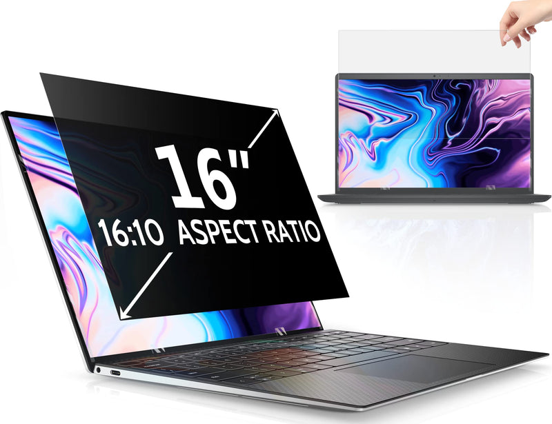 16 Inch Laptop Privacy Screen Compatible with Lenovo Hp Dell Acer Asus Thinkpad Envy Xps Computer 16:10 Aspect, Removable Anti Glare Blue Light Filter Protector, 16" Monitor Security Shield 16 Inch (Diagonal) - 16:10 Aspect Ratio