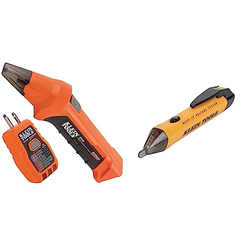 Klein Tools ET310 AC Circuit Breaker Finder with Integrated GFCI Outlet Tester & NCVT1P Voltage Tester, Non-Contact Voltage Detector Pen, 50V to 1000V AC, Audible and Flashing LED Alarms, Pocket Clip