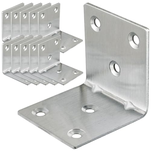 20PCS L Brackets Corner Bracket 2"x2"x2", Heavy Duty Corner Brace for Wood, Right Angle Brackets, 50MM 2Inch Wide 90 Degree Bracket for Wooden Frame Furniture Shelves Chairs 2"x2"(Silver)
