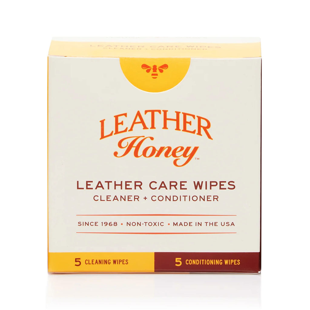 Leather Honey Leather Care Wipe Kit: Clean & Restore On-The-Go. Use for Leather Couches, Car Seats, Purses, Shoes & Bags. Safe for Any Color. Non-Toxic & Ready-to-Use. 5 Cleaner & 5 Conditioner Wipes Combo