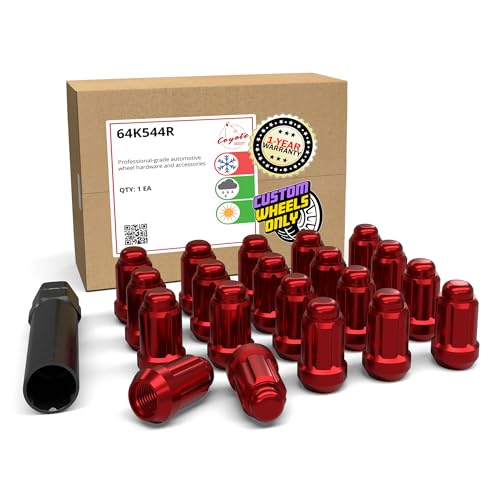 Wheel Accessories Parts 20 Pcs M12x1.25 12x1.25 Thread Car Spline 1.38" 35mm Long Lug Nuts Red Spline Hex Fits Most Subaru Pass Cars ｜ Nissan Pass Cars