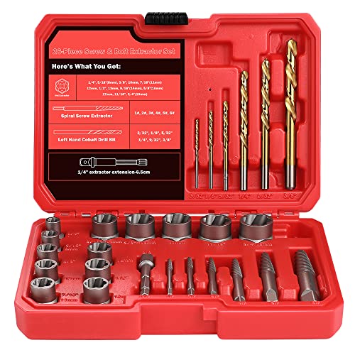 30 Pcs Spiral Screw Bolt Extractor Set Left Hand Drill Bit Set 30Pcs