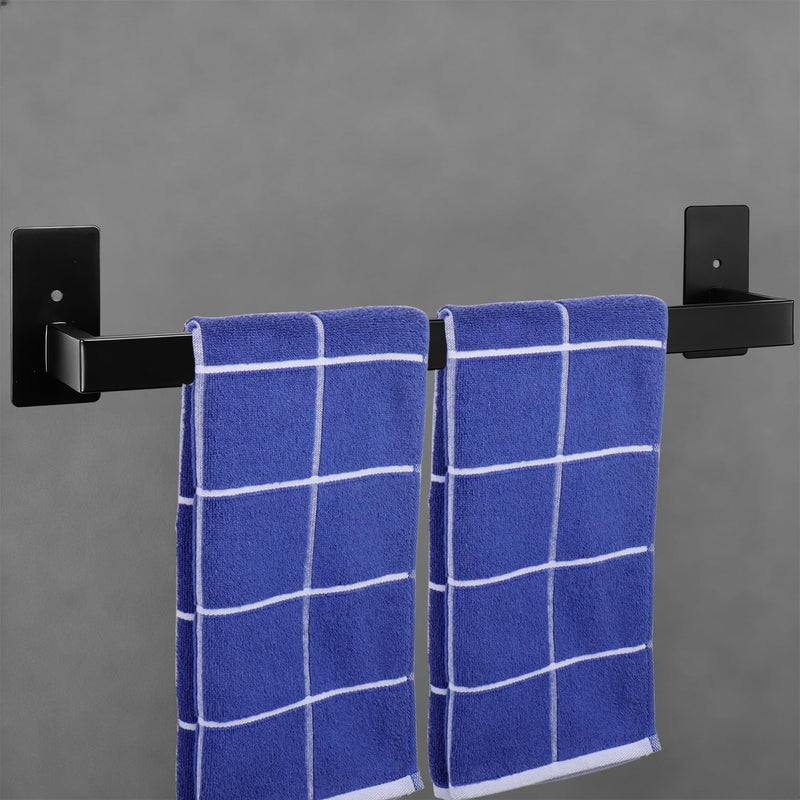 Bathroom Towel Bar Self Adhesive, No Drilling Towel Rack Easy to Install, Hand Towel Holder Made of Premium Stainless Steel Sticky on Hand Towel Hanger for Kitchen, Toilet.(24IN, Black) 24 IN