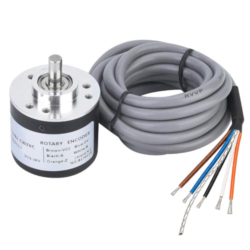 1000P/R Rotary Encoder, 300P/R to 2500P/R Incremental Encoder Module, DC 5-26 V, Universal Rotary Encoder, A, B, Z 3-Phase Output, with 2 m Cable 6 mm D-Wave, for Intelligent Control Path Measurement (1000P/R) 1000P/R