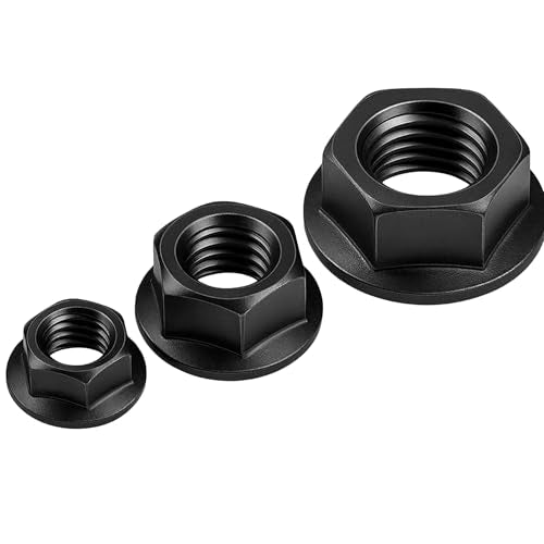 M8 x 1.25 Black Zinc Finish Durable Flange Nuts 100 Pack