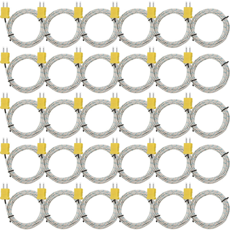 30 Pieces 3 Meters K Type Mini-Connector Thermocouple Temperature Probe Sensor K Type Thermocouple Wire Temperature Sensing Line Measure Range -50 to 400 Celsius, Compatible with TM902C/ TES1310 30