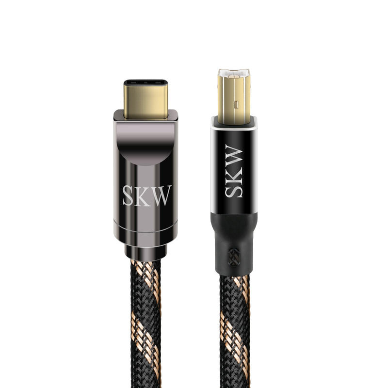 SKW Audiophiles USB Printer Cable Type C/USB C to USB B High Speed DAC Decoder Cable 4.9ft/1.5M 4.9 ft USB C to USB B