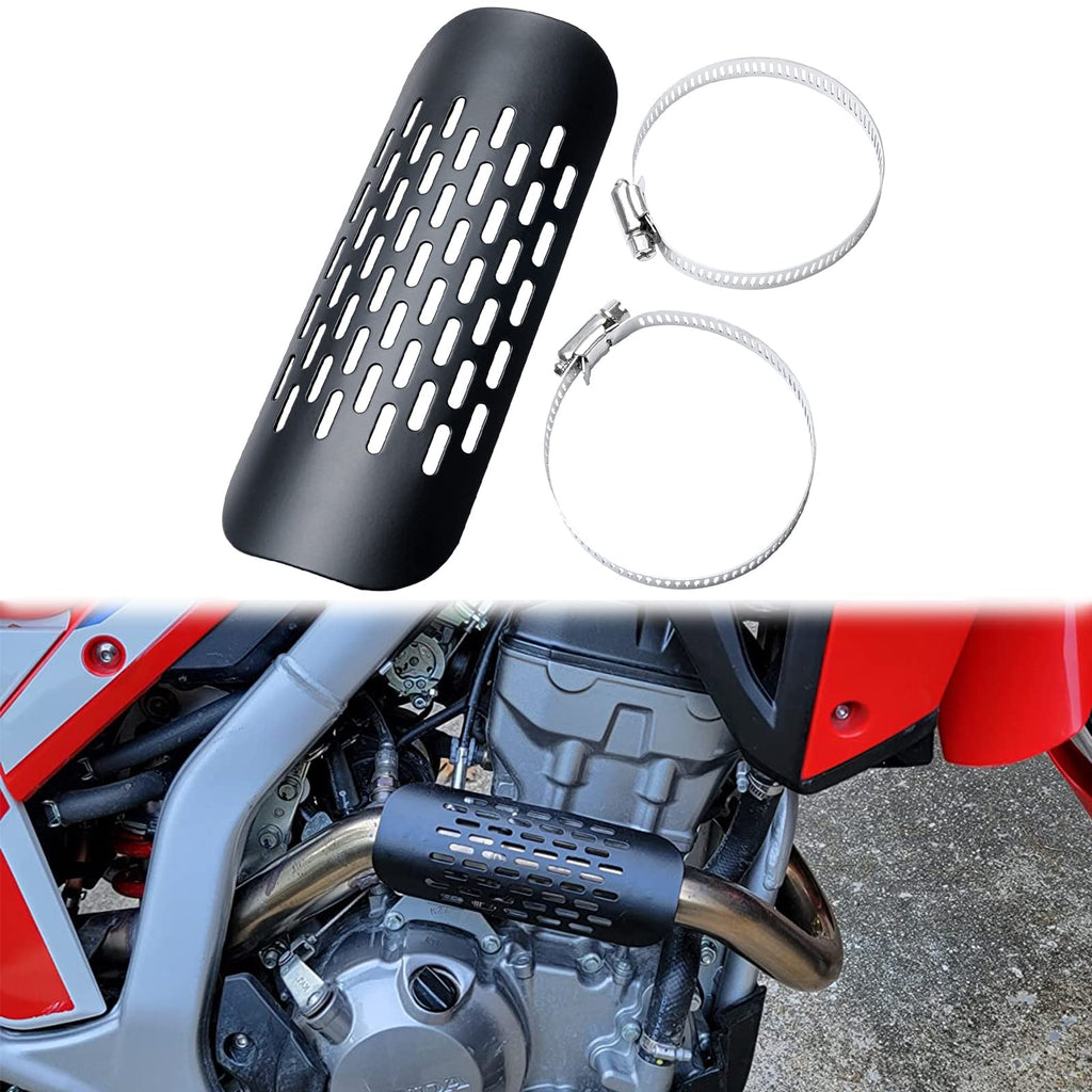 Motorcycle Exhaust Heat Shield: Universal Metal Steel Exhaust Muffler Pipe Heat Insulation Cover for Mini Bike, Grid Design with Ventilation hole