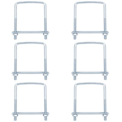 6 PCS 4 Inch Wide Square U-Bolts, 3/8" x 4" x 5-1/2" 3/8" x 4" x 5-1/2"