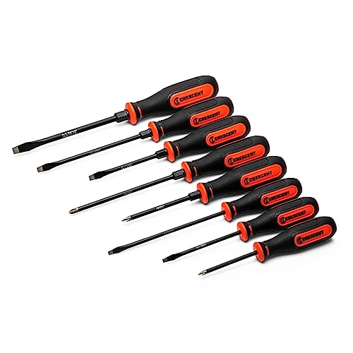 Crescent 8PC Diamond Tip Dual Material Screwdriver Set with Phillips and Slotted Screwdrivers - CDT8PCSET 8 Piece