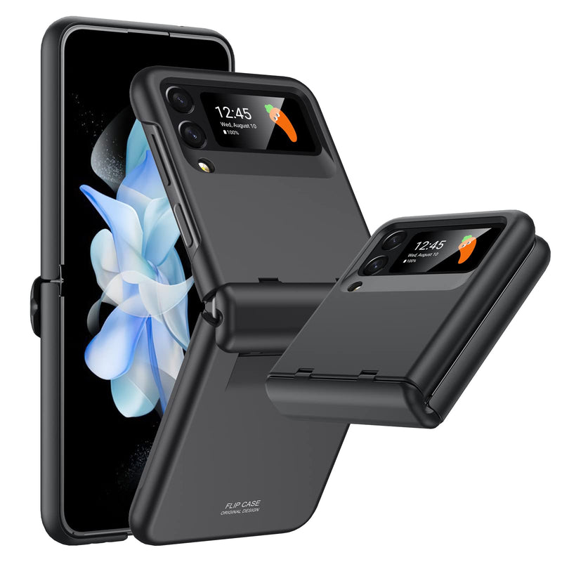 Vizvera for Samsung Galaxy Z Flip 4 Case with Hinge Protection, Flip z 4 Slim Case All-Inclusive Shockproof Volume Key Protection Wireless Charging for Galaxy Z Flip 4 5G(2022)-Matte Black Matte Black