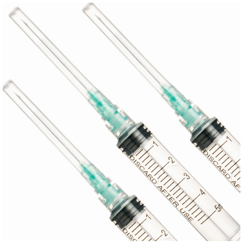 5ml Luer lock Syringe with diameter 21G Long 1.5Inch Needle, Sealed Package (100) 100