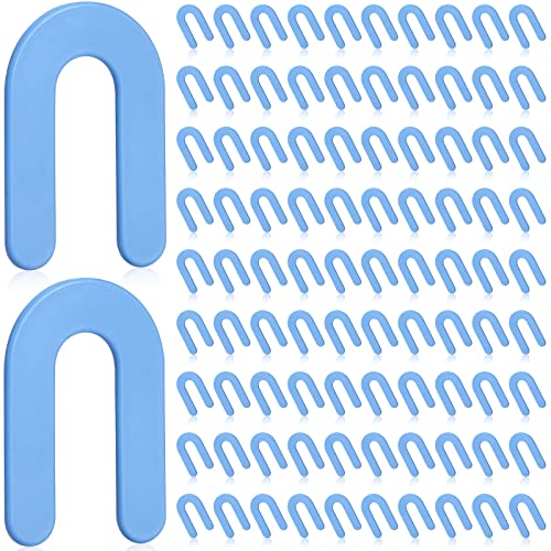 Yookeer 1000 Pieces Tile Leveling System Tile Spacers 1/16 Inch, Horseshoe Shim U Shape Plastic Vitrolite Leveling Clips for Various Types, Blue