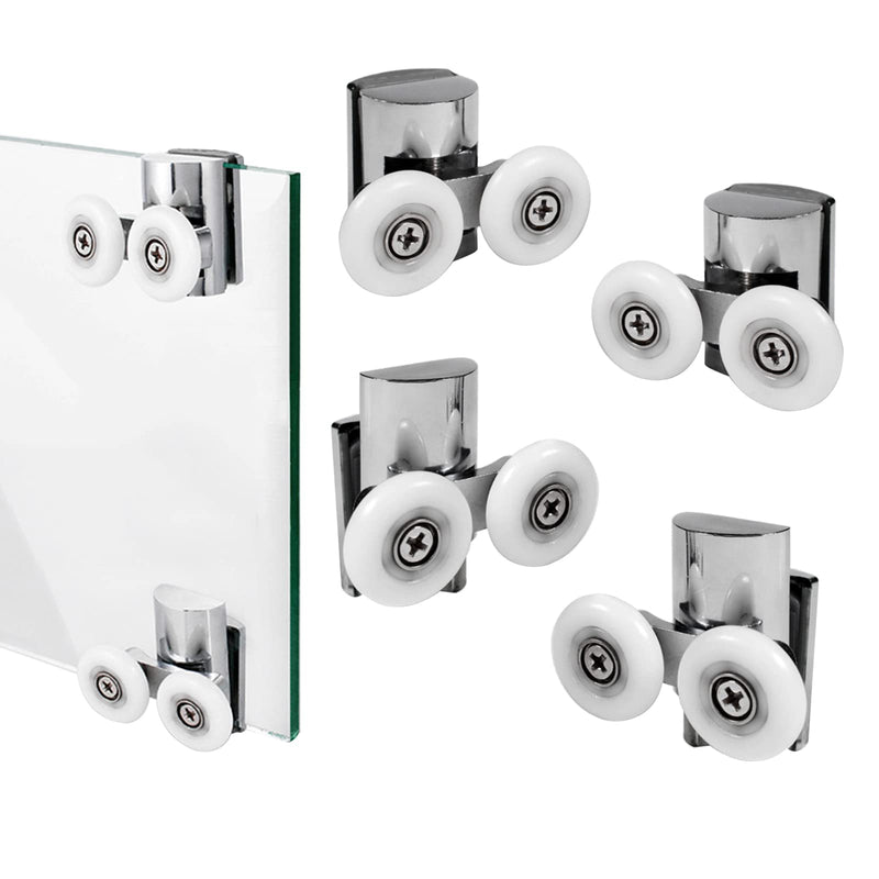 KAFENDA Zinc Alloy Shower Door Runners 23mm Twin Shower Door Rollers 2top 2bottom 4pcs Silver
