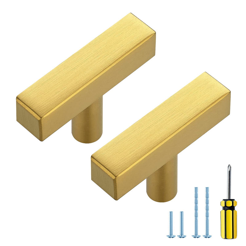 Ravinte 25 Pack Gold Cabinet Handles Brushed Brass Square Cabinet Pulls Gold Hardware for Kitchen Cabinets - 2 Inch Total Length