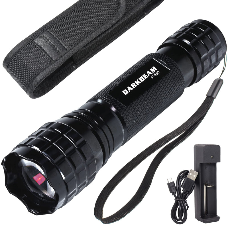 DARKBEAM ir Flashlight Infrared 850nm Lights LED Mini for Night Vision, Rechargeable Portable Tactical ir Illuminator Torch, Focus Adjustable for Hunting, Observation, Search 501F Infrared 850nm Light
